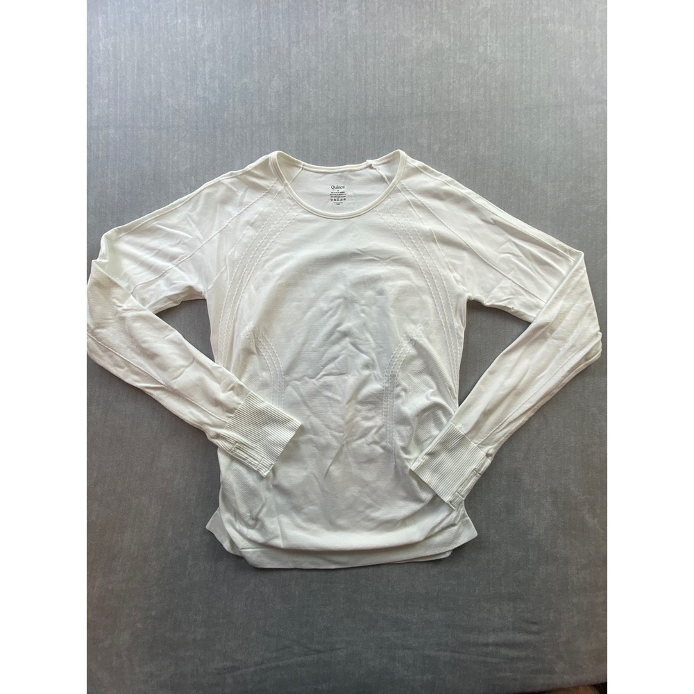 Quince White Seamless Long Sleeve Training Top Womens Medium Activewear Shirt